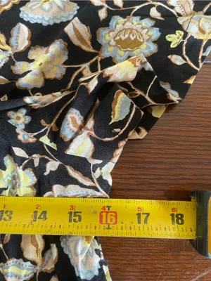 Old Navy Black Floral Mini Dress with Cream & Yellow Accents thumbnail 6