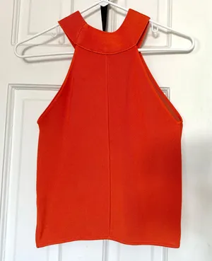 Orange Halter Neck Knit Top thumbnail 4