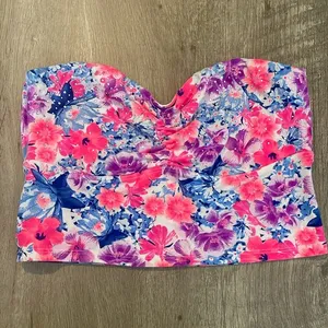 VS PINK floral and rhinestone strapless bralette thumbnail 1