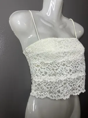 Out From Under Tank Top Womens Medium White Lace Floral Crop Cami Summer thumbnail 2
