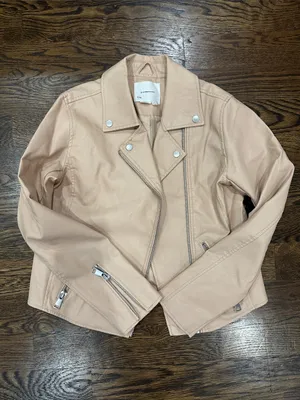 Anthropologie the Saige Women’s tan Faux Leather Moto Jacket thumbnail 4