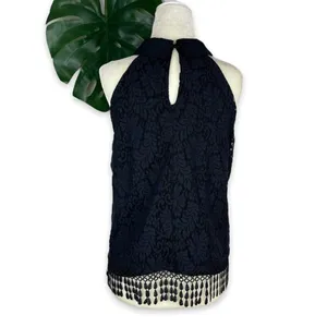 Collective Concepts Peter Pan Collared Top in Black Floral Lace thumbnail 4