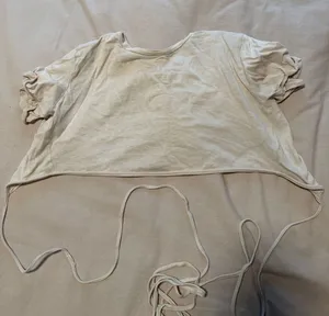 Garage Cream Cropped Tie-Front Top thumbnail 1