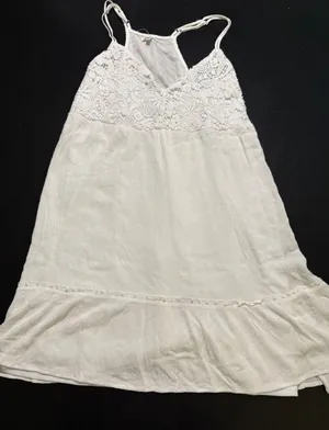 Maurices White Crochet Lace Gauze Boho Ruffle Hem Cami dress XL thumbnail 1