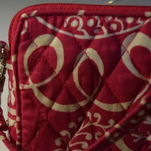 Vera Bradley Wristlet, Fuschia & White, Zip Around thumbnail 3