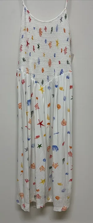 NWT a new day Off White Maxi Dress with Colorful Sea Life Print size XXL thumbnail 1