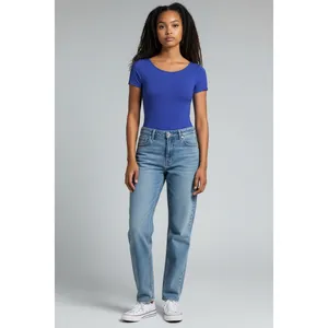 Scoop Womens Bodysuit Size S Blue Crew Neck Seamless Fitted Snap Stretch Soft thumbnail 3