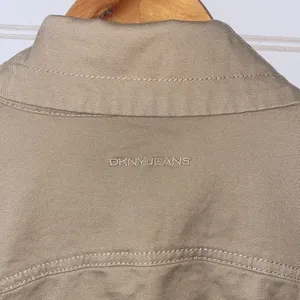 DKNY Jeans Jacket Small Khaki‎ Tan Utility Zip Up Multi Pocket 3/4 Sleeve thumbnail 10