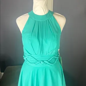 Women’s Blue Chiffon Hi Low Bridesmaid Formal Party Dress Zip Back Size 2 **READ thumbnail 2