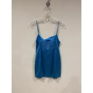 Retrofête Dress Womens Medium Blue Satin Cowl Neck Slip Mini Smocked Party thumbnail 7