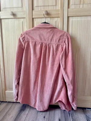 Pink Corduroy Button up Blouse Balloon Sleeves thumbnail 3