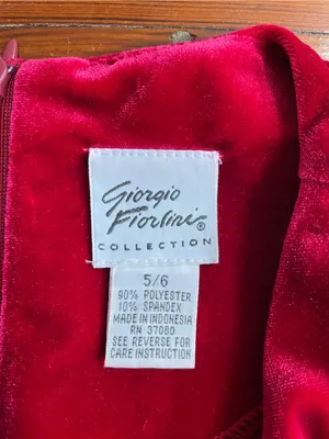 Vintage Giorgio Fiorlini Red Velvet Maxi Dress Silver Waist Detail Sz 5/6 💚🎀 thumbnail 12