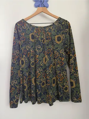 Natural Life Iris Top Long Sleeve Babydoll Relaxed Floral Boho Forest Fairy thumbnail 4