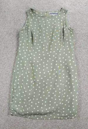 Vintage 90's Ice Cube by Michael Dress Womens 12 Green Polka Dot Rayon Mod Retro thumbnail 1