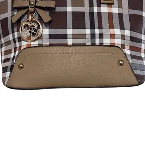 Kate Hill Brown Plaid Crossbody Shoulder‎ Convertible Adjustable Handbag Purse thumbnail 6