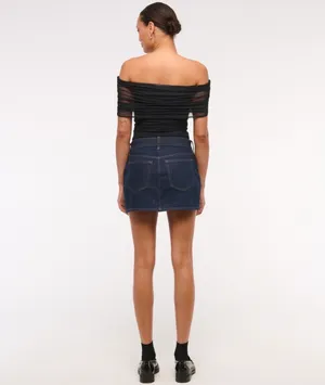 Abercrombie & Fitch Mesh Fold over Bodysuit in Black and Dot thumbnail 5
