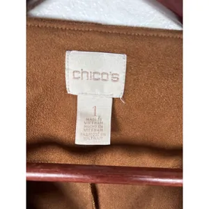 Chico's Women's 1 Brown Suede Angled Asymmetrical Tunic Top Short‎ Sleeve Medium thumbnail 5