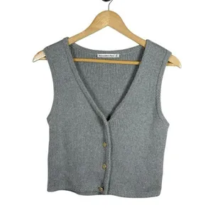Abercrombie & Fitch Women’s Mara Button-Up Sweater Vest Grey XS thumbnail 3