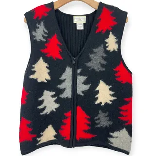 Vintage SUSAN BRISTOL | M | Womens Wool Sweater Vest Christmas Tress Winter thumbnail 1