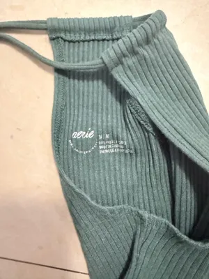Aerie One-Shoulder Crop Ribbed Top olive green thumbnail 2