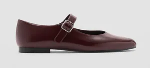 Mango Burgundy Patent Leather Mary Jane Flats thumbnail 1