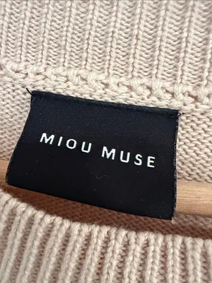 Neutral Beige Smiley Crewneck Sweater Tan Size M thumbnail 2