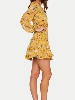 NWT Bardot Tiered Floral Long Sleeve L romantic ruffled tiers lace up neckline thumbnail 2