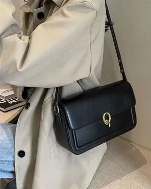 Stella Dallas Liana Shoulder Bag Black Faux Leather Gold Hardware thumbnail 1