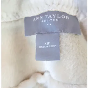 Ann Taylor Beige Shearling Faux Zip Up Jacket Classic Minimalist XS Petite NWT thumbnail 4