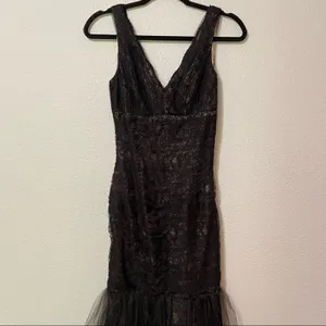 Monique Lhuillier Black Lace Sleeveless Mermaid Dress Formal Womens 0 Whimsigoth thumbnail 6
