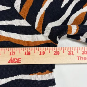 Ann Taylor Navy Cognac Zebra Print Short Sleeve Sweater Dress Large Avante Garde thumbnail 4