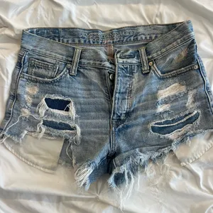 American Eagle Outfitters Blue Distressed Jean Shorts thumbnail 1