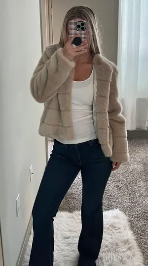 Faux Fur Jacket Tan thumbnail 1