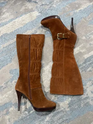 Michael Kors Cognac Suede Leather Knee-High Boots Size 8 thumbnail 3