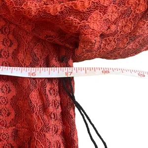 Haute Monde Short Puff‎ Sleeve Geometric Lace Sheer NWT Orange Medium Workwear thumbnail 8