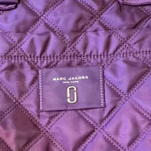 Marc Jacobs Quilted Tote Bag Purple Nylon Shoulder Bag Large‎ Carryall thumbnail 5