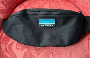 Life is Good Black Waist Pack Fanny Pack with Blue Logo thumbnail 1