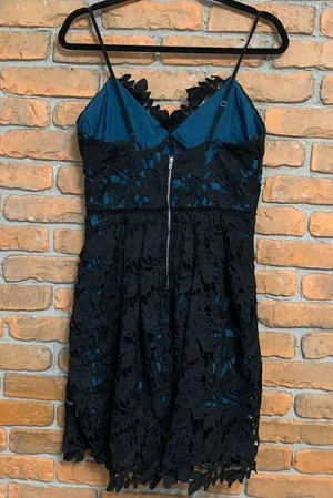 Romeo + Juliet Lace Dress Womens Size Medium Black Atlantic Green Party Cocktail thumbnail 3