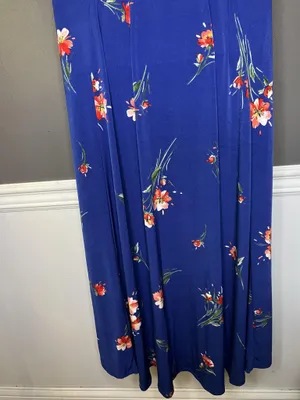 Torrid Dress Sz 00 (Med) Blue Floral V Neck Hi Low Maxi Fit & Flare Sundress thumbnail 10