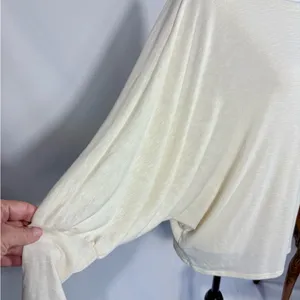 Andree by Unit Cream Batwing Sleeve Slub Textured Top Sz Large 💚 thumbnail 3