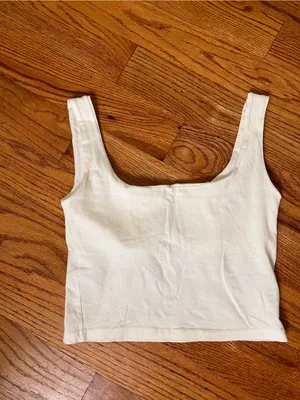 Brandy Melville White Scoop Crop Tank thumbnail 2