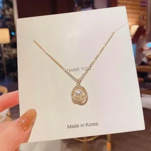 18K Gold Plated White Pearl Pendant Necklace for Women thumbnail 2