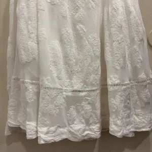 Soft Surroundings White Floral Embroidered Lace Trim Crepe Midi Skirt Large Boho thumbnail 8