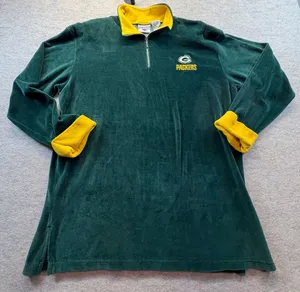 Vintage Green Bay Packers Game Day Moretz Velour 1/4 Zip Pullover XL NFL thumbnail 1