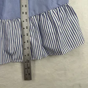 Pomander Place Womens Blue Striped‎ Tiered Babydoll Dress XS Cotton Colorblock thumbnail 4