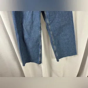 ZARA Wide Leg Raw‎ Hem Ultra high rise Denim Jeans size 6 EUC thumbnail 3