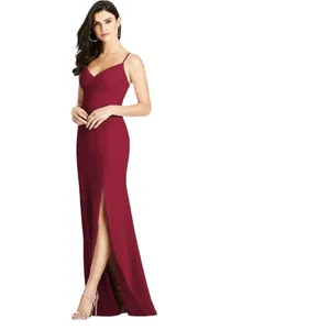 NWOT After Six X Nordstrom Spaghetti Strap V-Back Crepe Gown with Front Slit 4 thumbnail 5