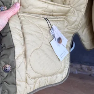 Anthropologie Tan Floral Reversible Quilted Puffer Jacket thumbnail 14