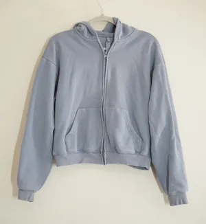SKIMS Small Cotton Fleece Classic Zip Up Hoodie Blue Gray Relaxed Sweatshirt thumbnail 1
