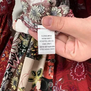 GiGiO USA Patchwork Maroon Floral Relaxed Fit Blouse Top Large L Button Front thumbnail 6